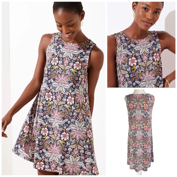 LOFT Dresses & Skirts - Loft Paisley Floral Sleeveless Swing Dress Size M